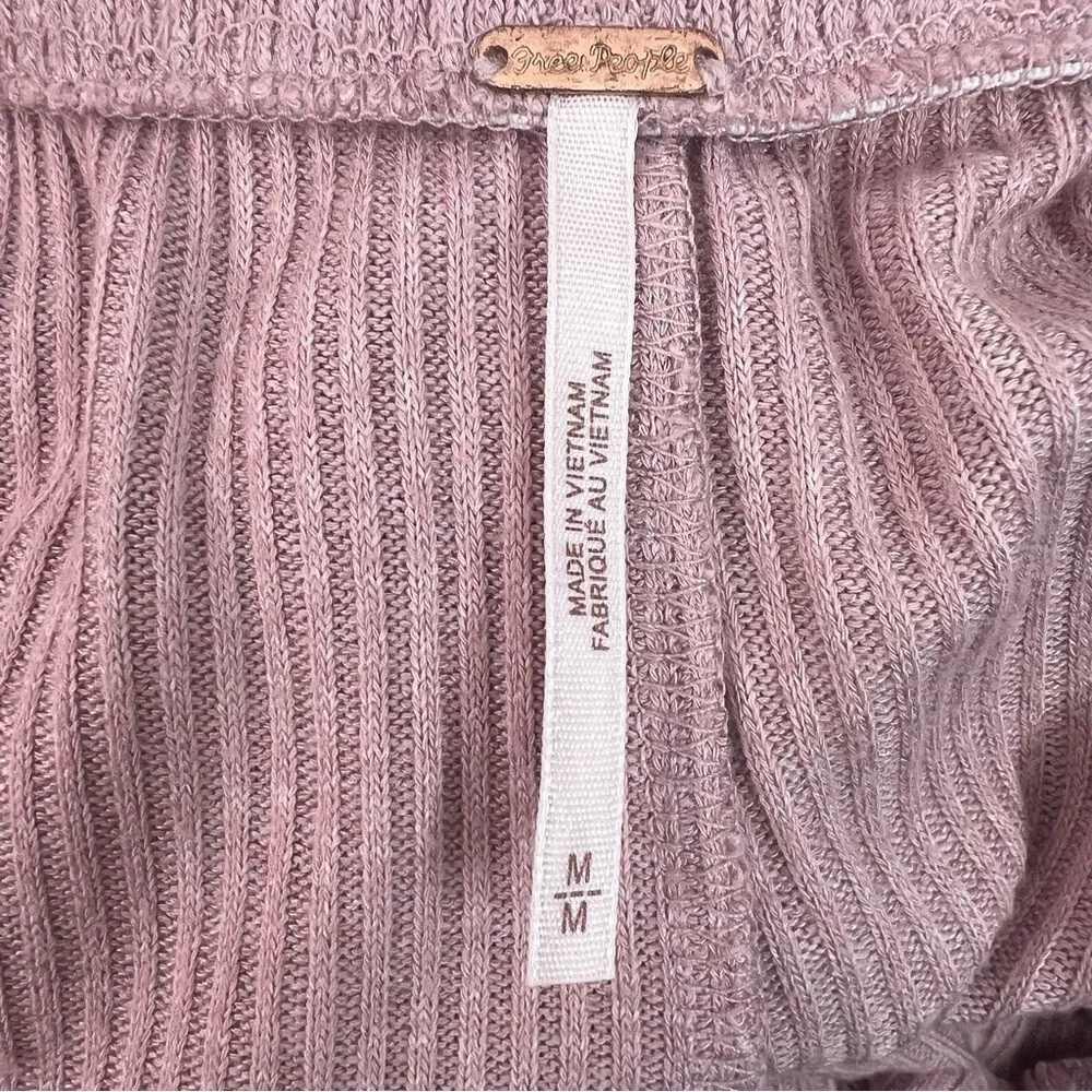 Free people set Mauve Ribbed 2-piece Pants and Top set with Sweetheart Neckline